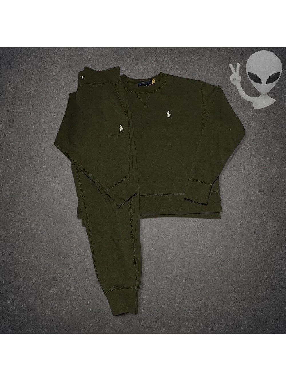 Polo Ralph Lauren Crewneck Sweatshirt & Sweatpants Tracksuit Set Men's S Olive